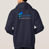 Logo en webwinkel van lid hoodie (Achterkant)