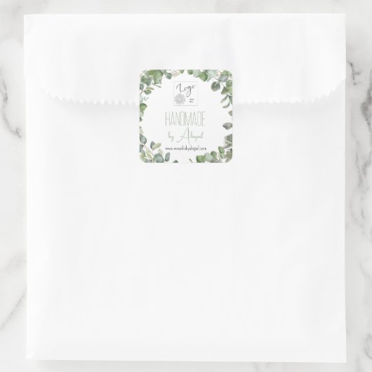 Logo Eucalyptus Handgemaakte QR-code Vierkante Sticker (Tas)