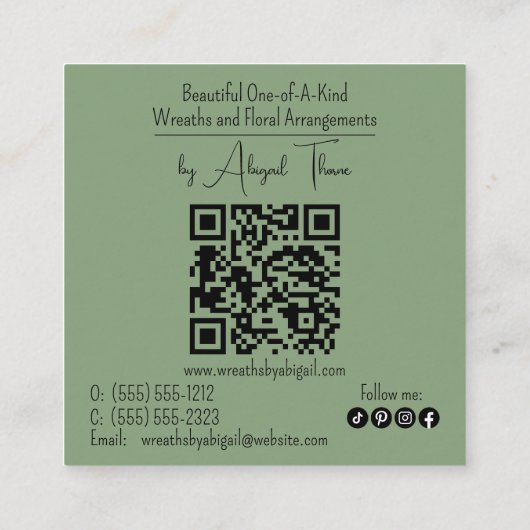 Logo Eucalyptus Handgemaakte QR-code Vierkante Visitekaartje (Achterkant)