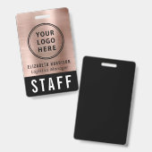 Logo evenement personeel werknemer roze goud ident badge (Voor- en achterkant)