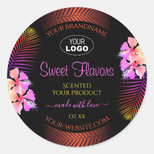 Logo exotische productetiketten regenboogvloeren H Ronde Sticker
