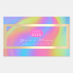 Logo Eyelash Makeup Hair Nails Holografen Golden Rechthoekige Sticker