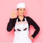 Logo Eyelashes bakkerij maakt roze druppels Schort<br><div class="desc">Modern eenvoudig aanpasbaar schort met je eigen logo. Veel succes in je keuken. Ik wens u veel fantastische ervaring als chef-kok 😁 FlorenceKdesign</div>