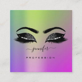 Logo Eyes Groen Roze Professionele Make-up Vierkante Visitekaartje