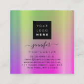 Logo Eyes Groen Roze Professionele Make-up Vierkante Visitekaartje (Achterkant)