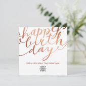 Logo Faux Copper Elegant Hand Lettering Birthday Kaart (Staand voorkant)