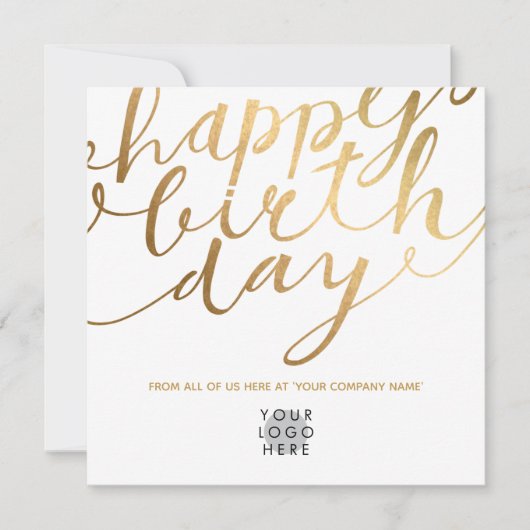 Logo Faux Gold Glamoureus Hand Lettering Birthday Kaart (Voorkant)