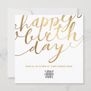 Logo Faux Gold Glamoureus Hand Lettering Birthday Kaart