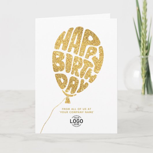 Logo Faux Gold Glitter Lettering Business Birthday Kaart (Voorkant)