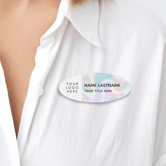 Logo Faux Holographic Simple Moderne Magnet Title Naambadge