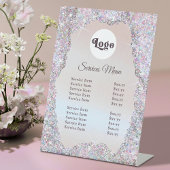 Logo Faux Pink Glitter Folie Diensten Menu Reclamebord Met Voetstuk