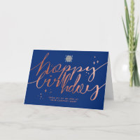 Logo Faux Roos Gold Hand Script Navy Blue Birthday