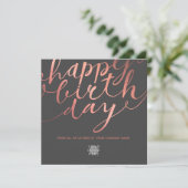 Logo Faux Roos Gold laat donkergrijze verjaardag Kaart (Staand voorkant)