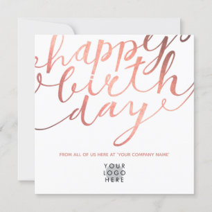 Logo Faux Roos Gold Stylish Lettering Birthday Kaart