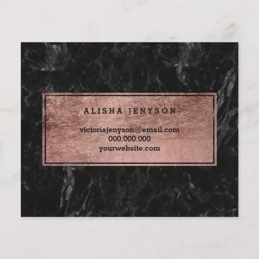 Logo faux roos gouden typografie zwarte marmer flyer (Achterkant)