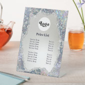 Logo Faux Silver Glitter Folie prijslijst Reclamebord Met Voetstuk (Insitu)