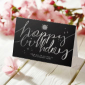 Logo Faux Silver Hand Script Birthday Black Kaart