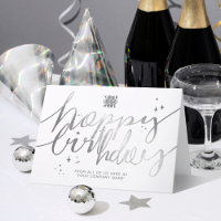 Logo Faux Silver Hand Script Clean White Birthday