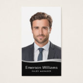 Logo faux zilveren golf foto QR zwart visitekaartj Visitekaartje (Voorkant)