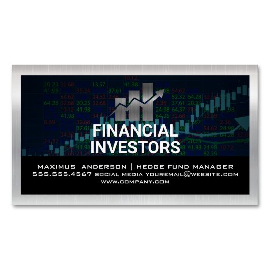 Logo Financiële Grafiek | Voorraadrapporten Magnetisch Visitekaartje (Voorkant)