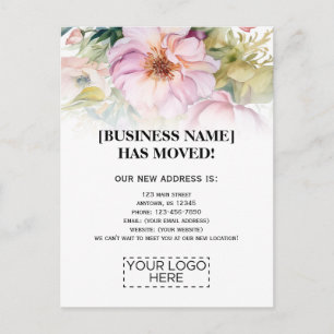 Logo Flowers Business Moving Announance Briefkaart