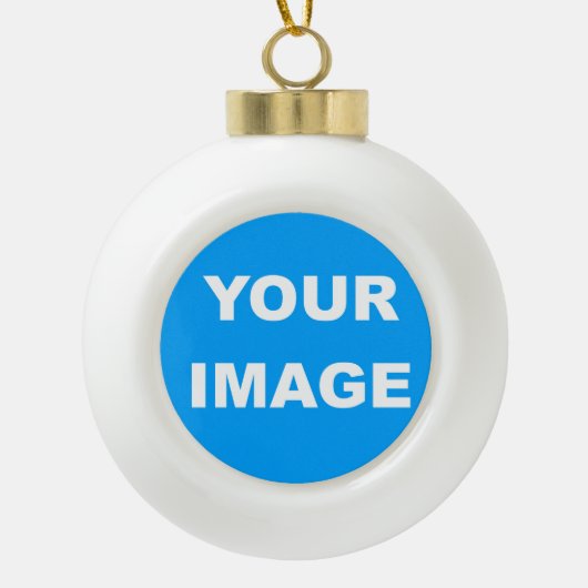 Logo Foto Afbeelding toevoegen Keramische Bal Ornament (Voorkant)
