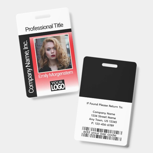 Logo Foto Badge - Rood en Zwart (Voor- en achterkant)