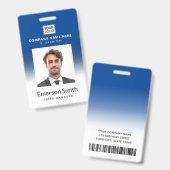 Logo Foto Blauw verloop Naam werknemer Titel ID Badge (Voor- en achterkant)