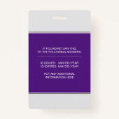 Logo foto ID sjabloon paars Badge (Achterkant)