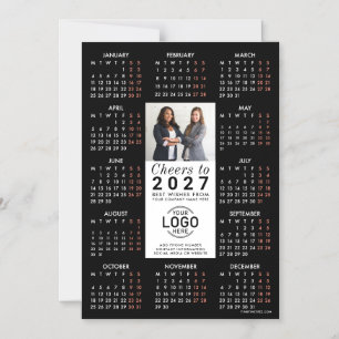 Logo Foto Info Zwarte Kalender 2026 Magnetische Ka Uitnodiging