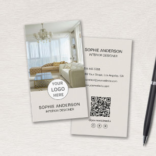 Logo Foto Interieur Ontwerper QR Sociale Media Tan Visitekaartje