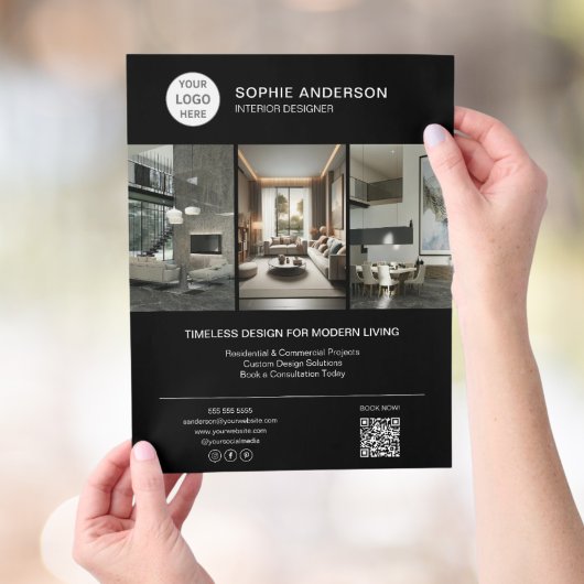Logo Foto Interieurontwerper Zwart Professioneel Flyer