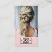 Logo Foto QR Code Roze Kapsalon Visitekaartje (Voorkant)