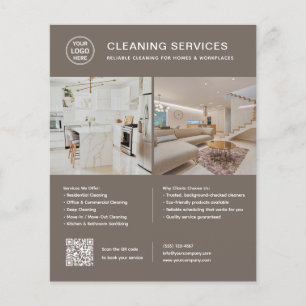 Logo foto QR-code taupe schoonmaakdiensten Flyer