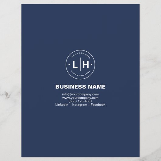 Logo Foto QR Navy Blue Professional Business Flyer (Achterkant)