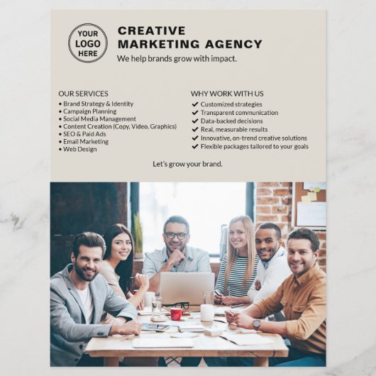 Logo Foto QR Neutral Marketing Bedrijf Flyer (Voorkant)