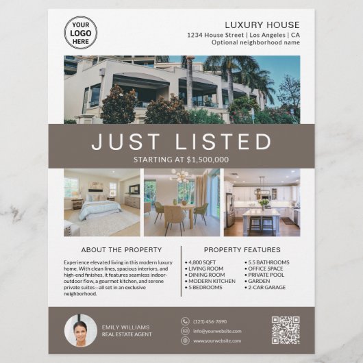 Logo foto QR van te koop staand onroerend goed hui Flyer (Voorkant)