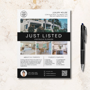 Logo foto QR wit onroerend goed huis te koop Flyer