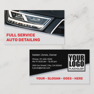 Logo Foto Sjabloon Cool Zwart Rood Auto Service Visitekaartje