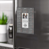 Logo Foto Slanke Grijze Kalender 2026 Magnetische  Magnetische Uitnodiging