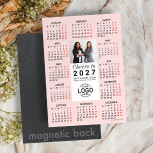 Logo Foto Soft Blush Agenda 2027 Magnetische Kaart Uitnodiging