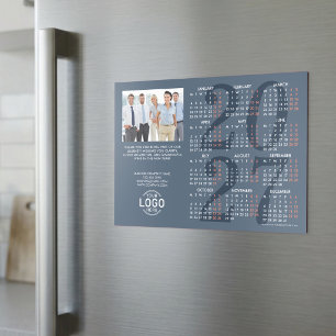 Logo Foto Stofblauw Kalender 2027 Magnetische Kaar Uitnodiging