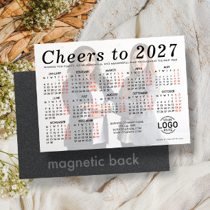 Logo Foto Toevoegen Witte Kalender 2027 Magnetisch Magnetische Uitnodiging
