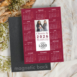 Logo Foto Wijnrood Kalender 2026 Magnetische Kaart Uitnodiging