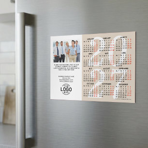 Logo Foto Wit Beige Kalender 2027 Magnetische Kaar Uitnodiging