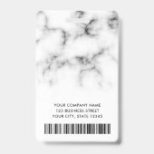 Logo foto wit marmer zwart modern personeelslid badge (Achterkant)