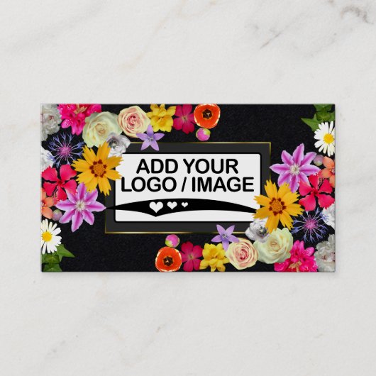 Logo Fotosjabloon Elegant Wildflower Kraft-papier Visitekaartje (Voorkant)