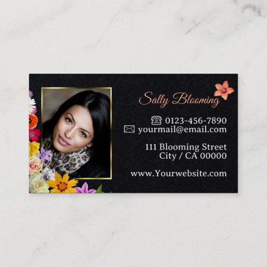 Logo Fotosjabloon Elegant Wildflower Kraft-papier Visitekaartje (Achterkant)