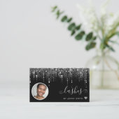 Logo Fotosjabloon Silver Glitter Rain Visitekaartje (Staand voorkant)