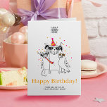 Logo Fun Funny Party Animals Schattige Happy Birth Kaart<br><div class="desc">Laat de feestvreugde los met onze aanpasbare 'Corporate Critter Birthday Kaart'! Doe mee met de poot-ty waar een feesthond een feestelijk pet doet, terwijl een kat en een papegaai meedoen aan het plezier. Wat maakt het nog beter? De kaart pronkt met een aanpasbare logo - verwissel deze eenvoudig met uw...</div>